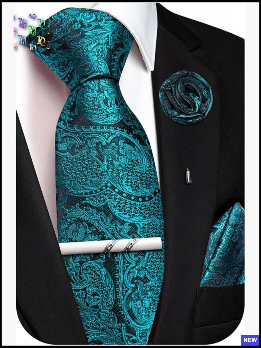 Silk Blend Tie Set Elegant Paisley Formal Wedding Business Accessories